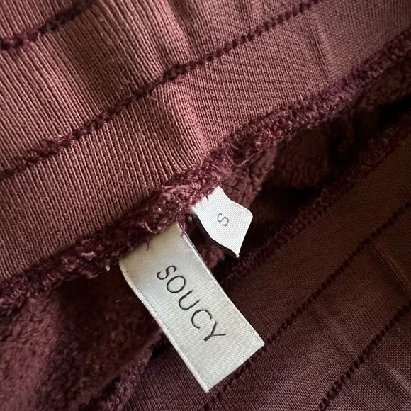 Soucy EZ Joggers Wide Leg Brown Pima Cotton Cozy Sweats Size Small - Picture 5 of 9